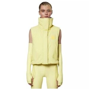 NWT Rains Sz XS Loop Cropped Puffer Vest - Straw Yellow - $250